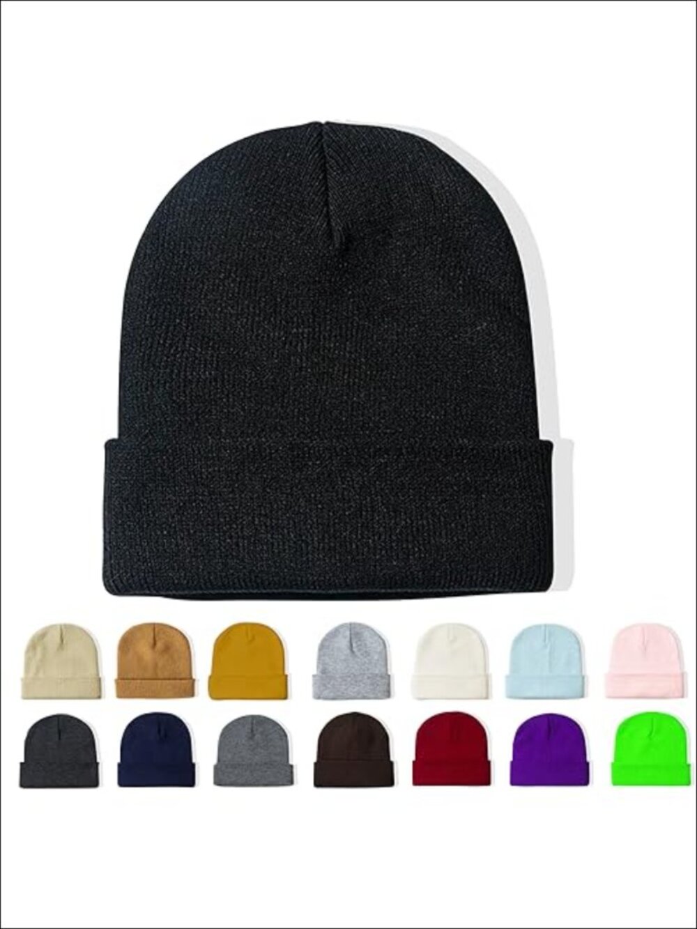 Acrylic Cuffed Beanie Slouchy Warm Knitted Cap Unisex